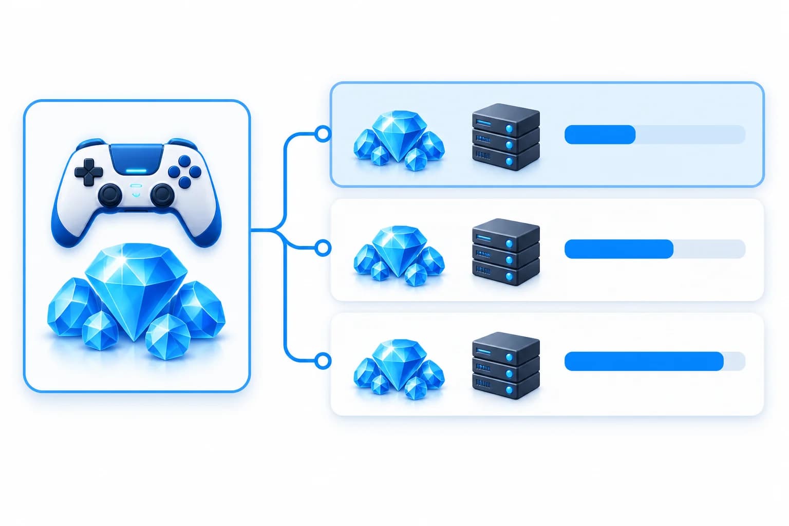 Satu produk diamond game dengan tiga varian server dan perbandingan harga di Smart Pricelist.